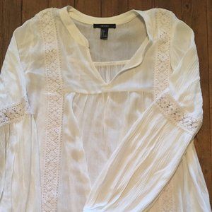 White Flowy Dress with Crochet Embellishment